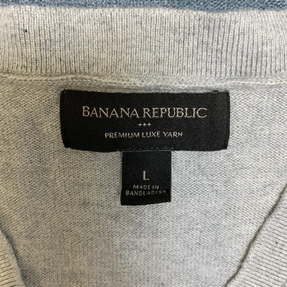 Banana Republic Premium Luxe Yarn Sweater Mens Large Heather Gray Long Sleeve